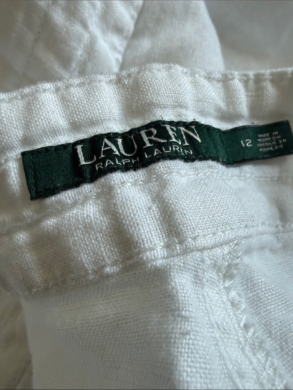DUO Lauren Ralph Lauren White and Light Blue Linen Pants - Picture 3 of 4